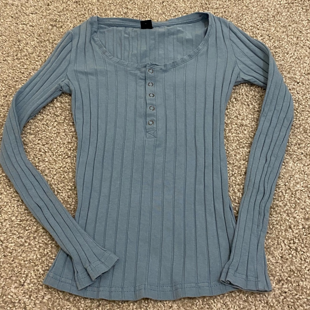 dusty blue long sleeve top